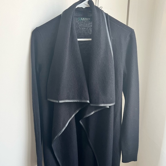 Ralph Lauren Open Draped Cardigan w/leather lining - Size XS - Picture 4 of 8